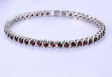 Silver Tennis Bracelet with Natural Garnet – Round Cut