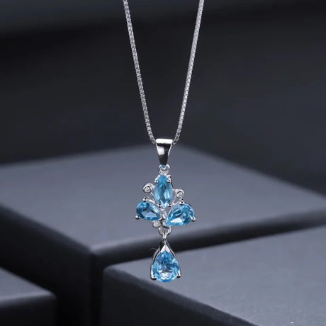 Silver Topaz Pendant – 3.34 ct Natural Blue Topaz