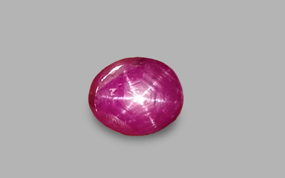 Star Ruby 5.20 ct – Purplish Red, Oval Cabochon, Untreated