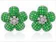 Tsavorite 19.80ct & Diamond 1.05ct Flower Earrings - 18K White Gold