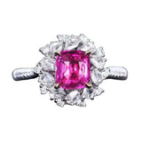 Unheated Pink Sapphire Ring 1.50 ct – 18K White Gold with Diamonds