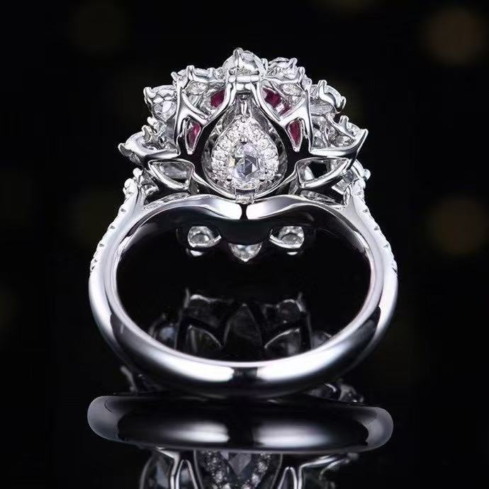 Unheated Pink Sapphire Ring 3.05 ct – 18K White Gold with Diamonds