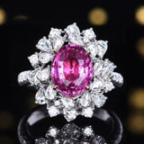 Unheated Pink Sapphire Ring 3.05 ct – 18K White Gold with Diamonds