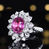 Unheated Pink Sapphire Ring 3.05 ct – 18K White Gold with Diamonds