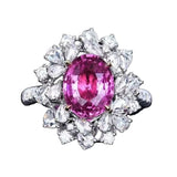 Unheated Pink Sapphire Ring 3.05 ct – 18K White Gold with Diamonds