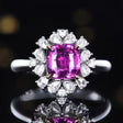 Unheated Purple Sapphire Ring 1.55 ct – 18K White Gold with Diamonds
