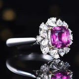 Unheated Purple Sapphire Ring 1.55 ct – 18K White Gold with Diamonds