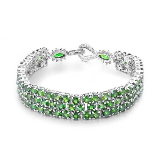 Unisex Silver Peridot Bracelet 8.16 ct – Oval Cut