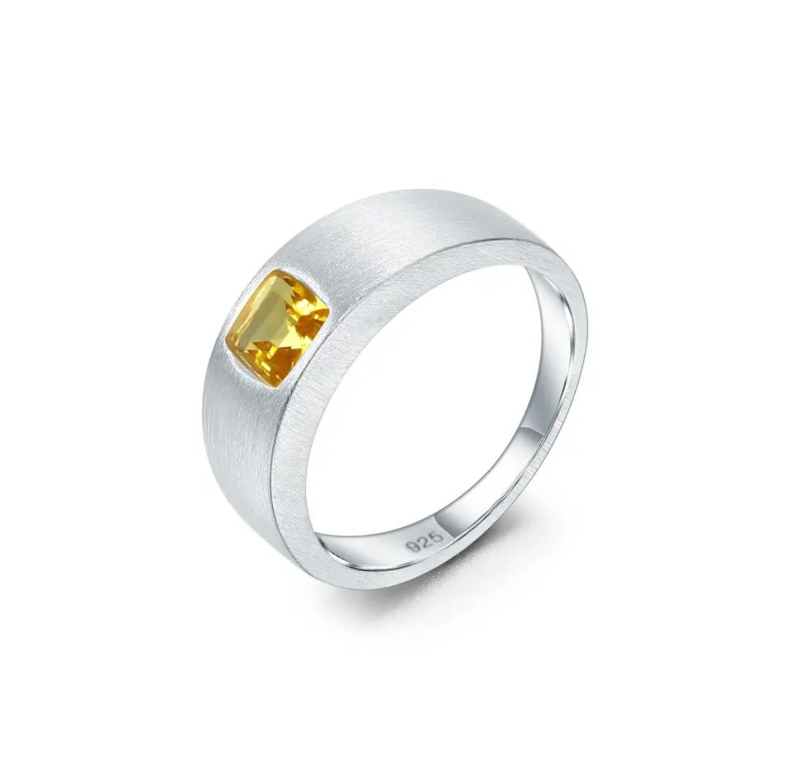 Unisex Silver Ring with Natural Citrine 0.67 ct – Square Cut