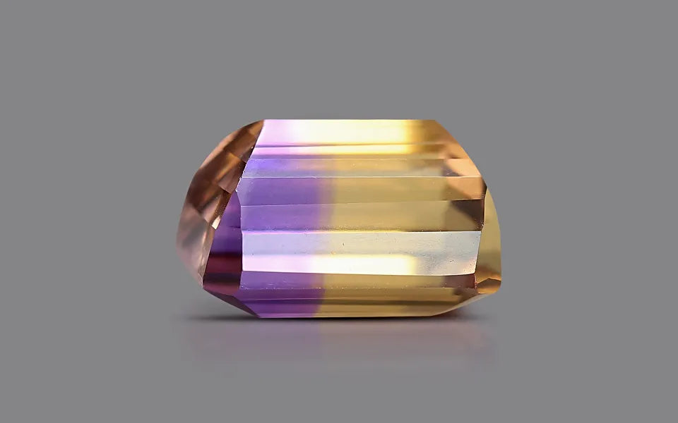 Natural ametrine, violet/yellow, emerald cut, 8.66 ct, loose gemstone, view 3.