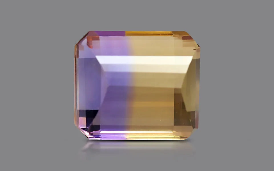 Natural ametrine, violet/yellow, emerald cut, 8.66 ct, loose gemstone, view 4.