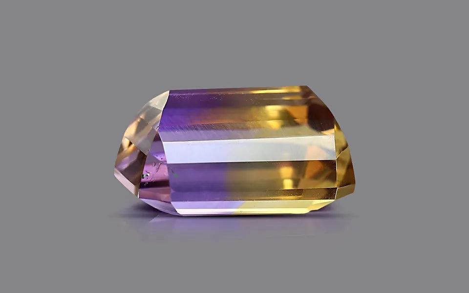 Natural ametrine, violet/yellow, emerald cut, 8.75 ct, loose gemstone, view 2.