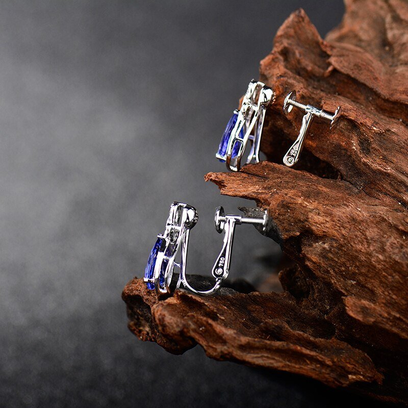 14K Gold 2.79ct Tanzanite Earrings with Diamonds