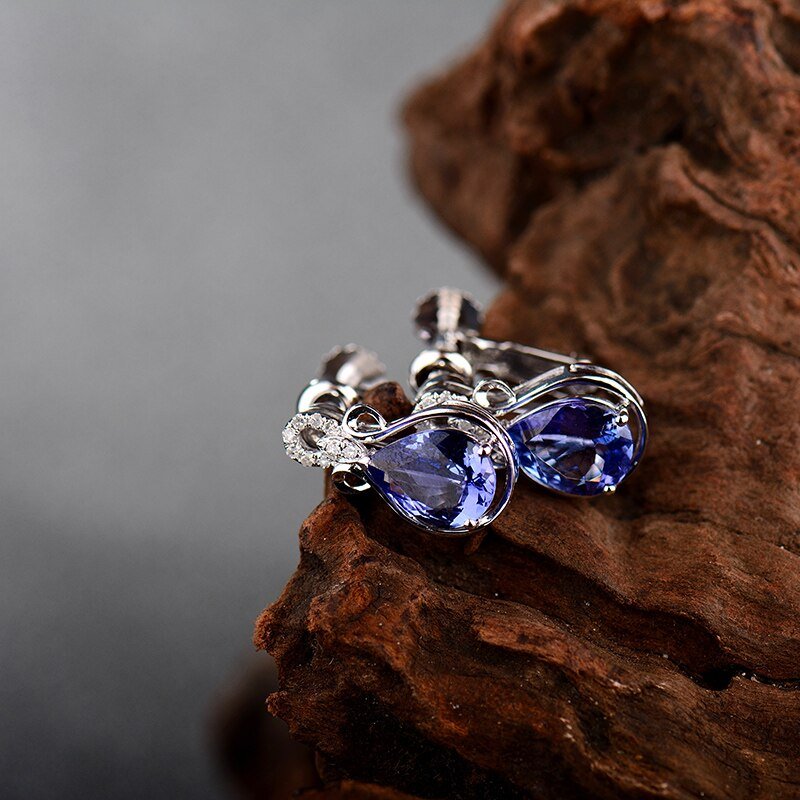 14K Gold 2.79ct Tanzanite Earrings with Diamonds