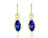 14K Gold 6.49ct Tanzanite Earrings with Diamonds