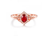 14k Gold Rose & 0.49ct Natural Ruby Stone Ring Fancy VS Diamonds