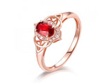 14k Gold Rose & 0.49ct Natural Ruby Stone Ring Fancy VS Diamonds