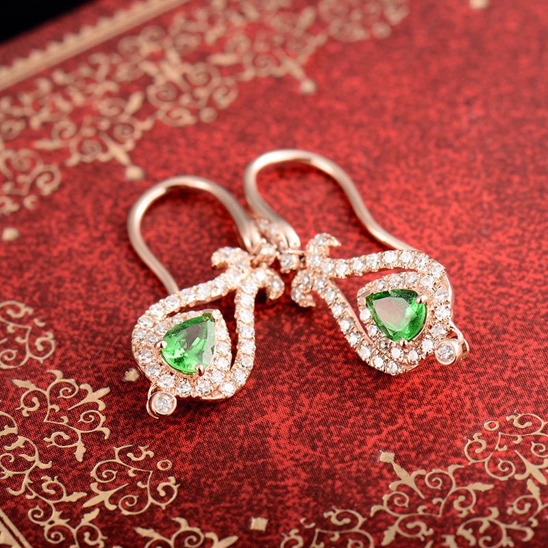 14K Gold / White / Rose 0.48ct Tsavorite Earrings with Diamond