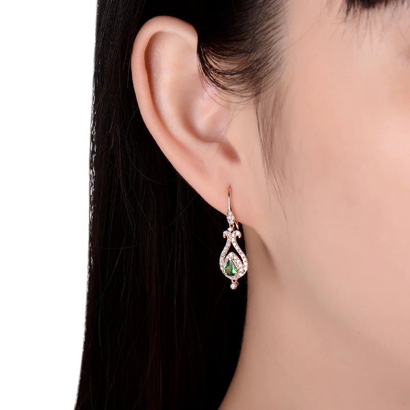 14K Gold / White / Rose 0.48ct Tsavorite Earrings with Diamond