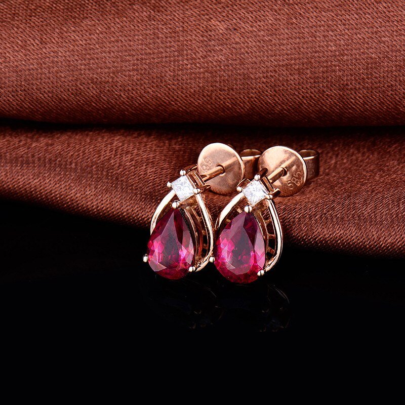 14K Rose Gold 0.83ct Tourmaline Earrings with Diamonds