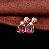 14K Rose Gold 0.83ct Tourmaline Earrings with Diamonds