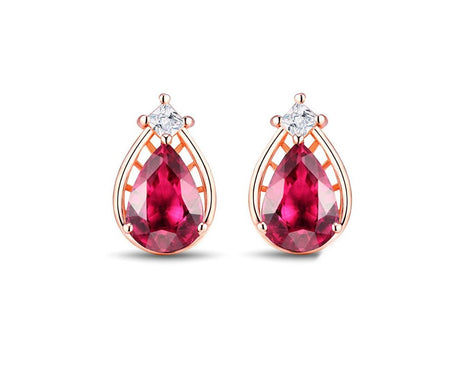 14K Rose Gold 0.83ct Tourmaline Earrings with Diamonds