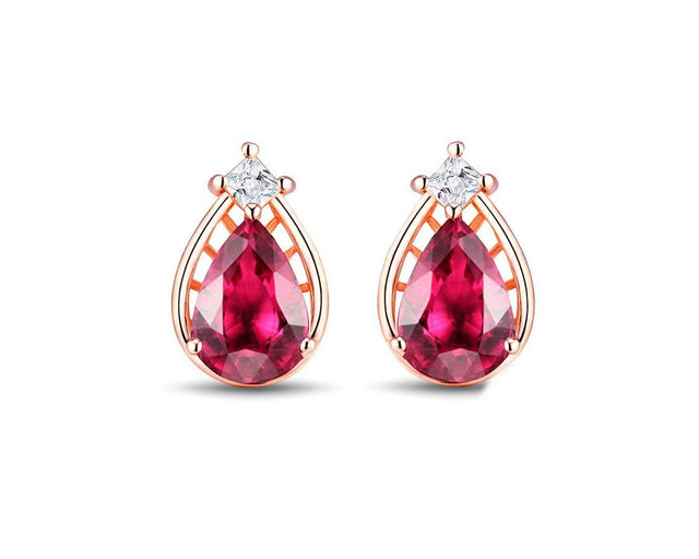 14K Rose Gold 0.83ct Tourmaline Earrings with Diamonds