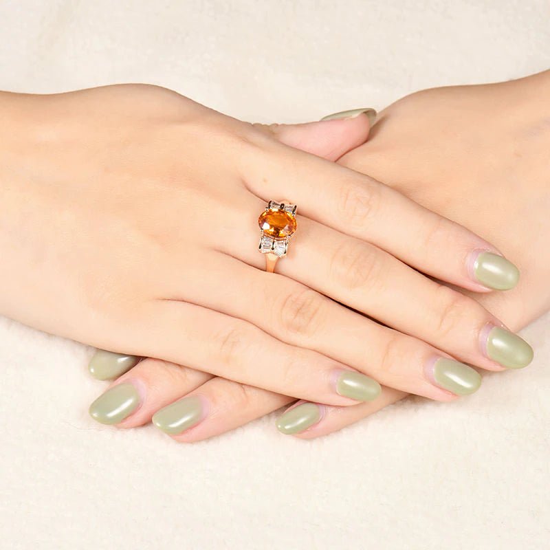 14K Rose Gold 1.89ct Yellow Sapphire Ring with Diamonds