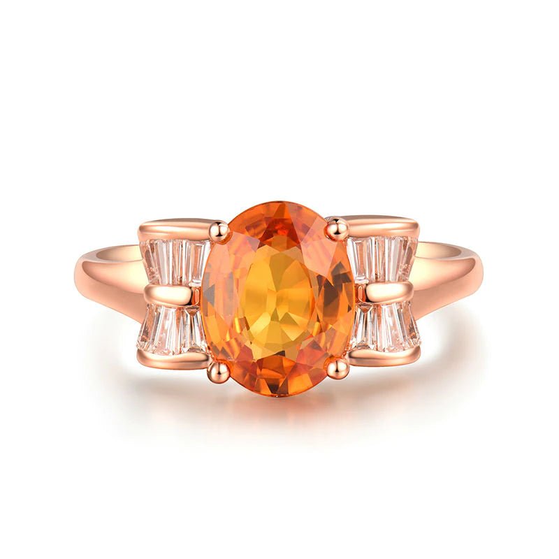 14K Rose Gold 1.89ct Yellow Sapphire Ring with Diamonds