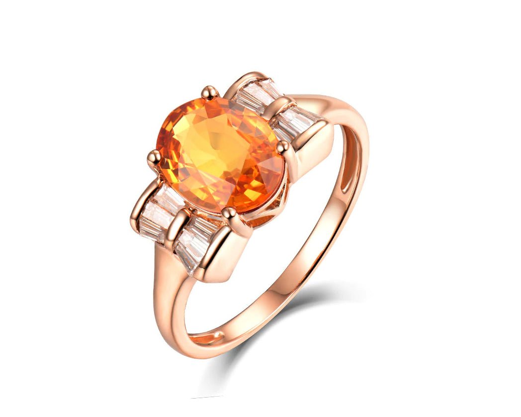 14K Rose Gold 1.89ct Yellow Sapphire Ring with Diamonds