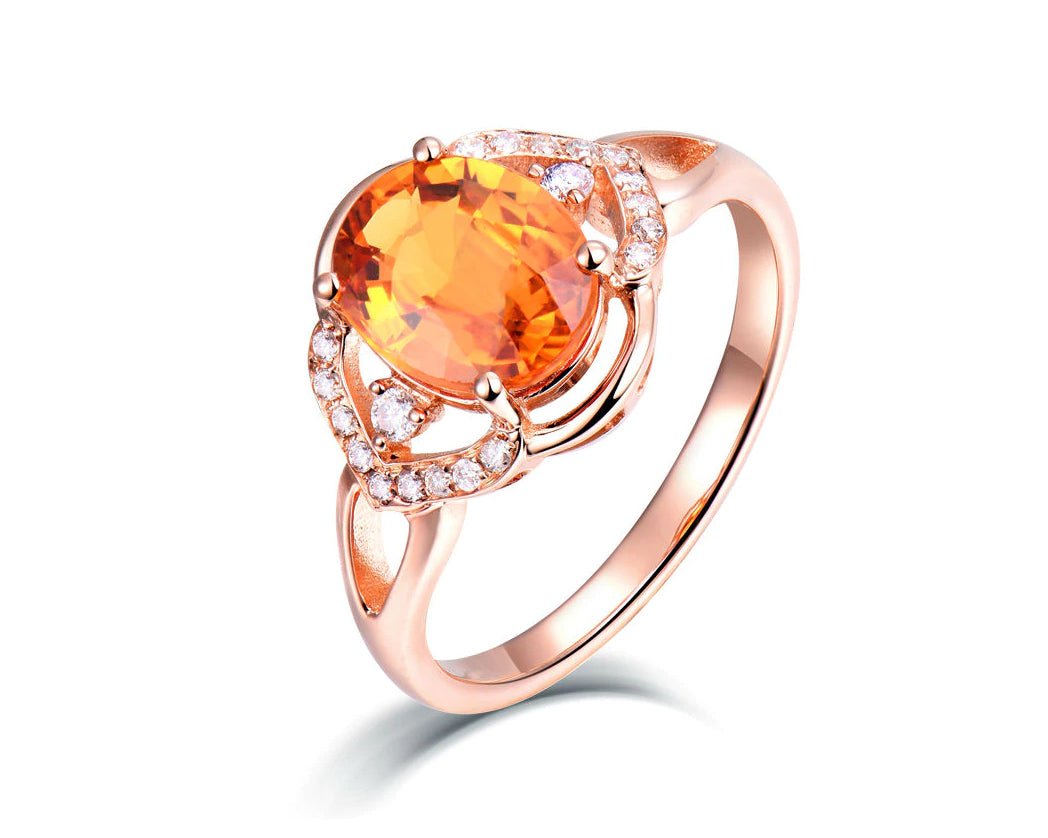 14K Rose Gold 2.24ct Yellow Sapphire Ring with Diamonds