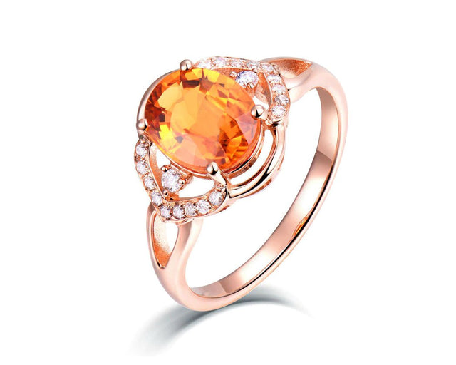14K Rose Gold 2.24ct Yellow Sapphire Ring with Diamonds