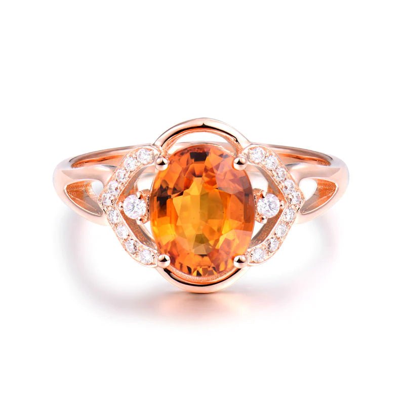 14K Rose Gold 2.24ct Yellow Sapphire Ring with Diamonds