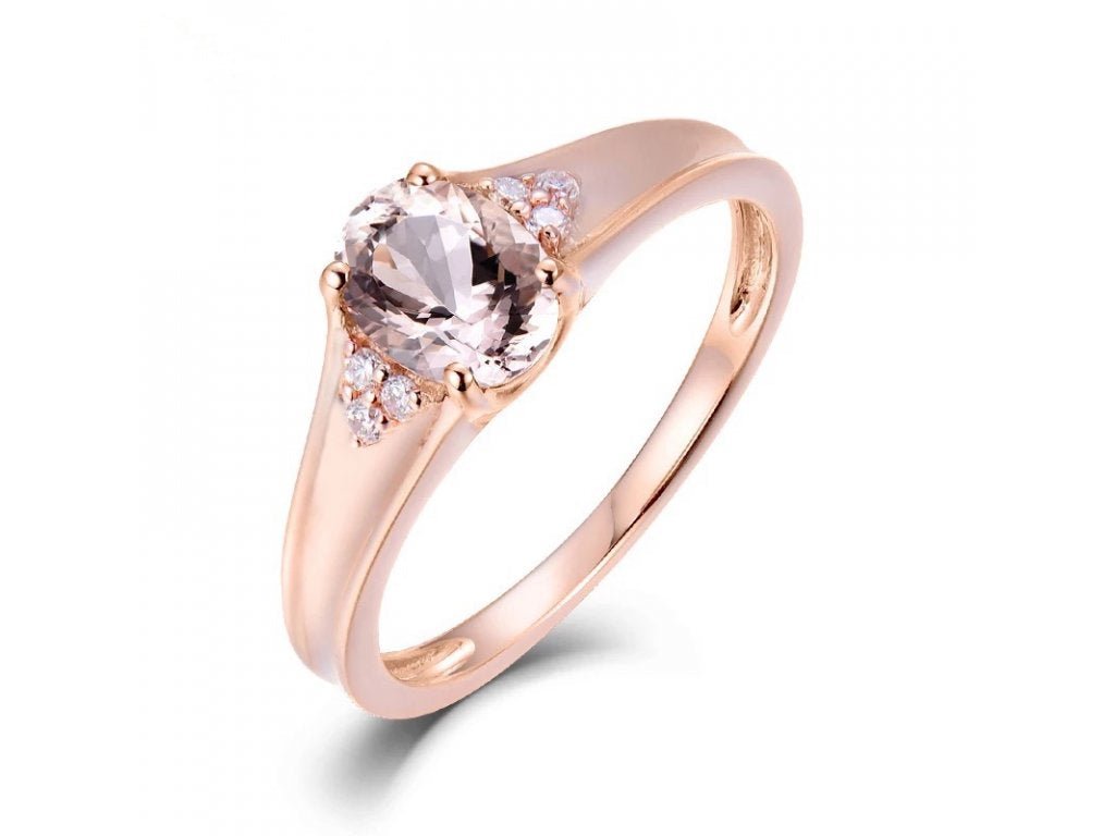 14K Rose Gold Ring with Diamond 0.62 ct Natural Morganite