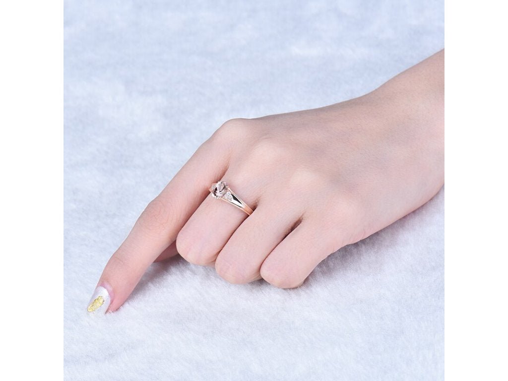 14K Rose Gold Ring with Diamond 0.62 ct Natural Morganite