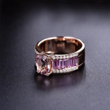 14K Rose Gold Ring with Diamond 1.33 ct Natural Morganite & Sapphire