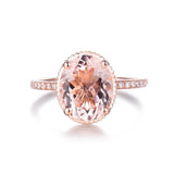 14K Rose Gold Ring with Diamond 3.00 ct Natural Morganite