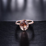 14K Rose Gold Ring with Diamond 3.00 ct Natural Morganite