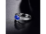 14K White Gold 0.88ct Sapphire Ring with Natural Diamonds