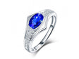 14K White Gold 0.88ct Sapphire Ring with Natural Diamonds