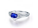 14K White Gold 0.88ct Sapphire Ring with Natural Diamonds