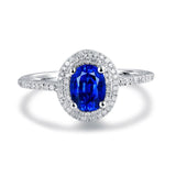 14K White Gold 1.05ct Sapphire Ring with Natural Diamonds