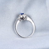 14K White Gold 1.05ct Sapphire Ring with Natural Diamonds
