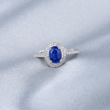 14K White Gold 1.05ct Sapphire Ring with Natural Diamonds