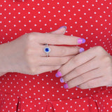 14K White Gold 1.05ct Sapphire Ring with Natural Diamonds