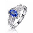 14K White Gold 1.10 ct Sapphire Ring with Natural Diamonds