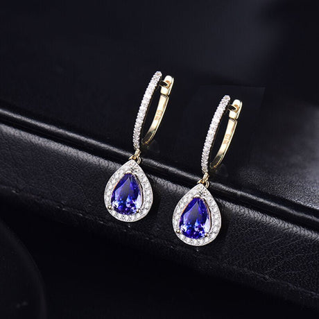 14K White Gold 1.33ct Tanzanite Earrings with Diamonds