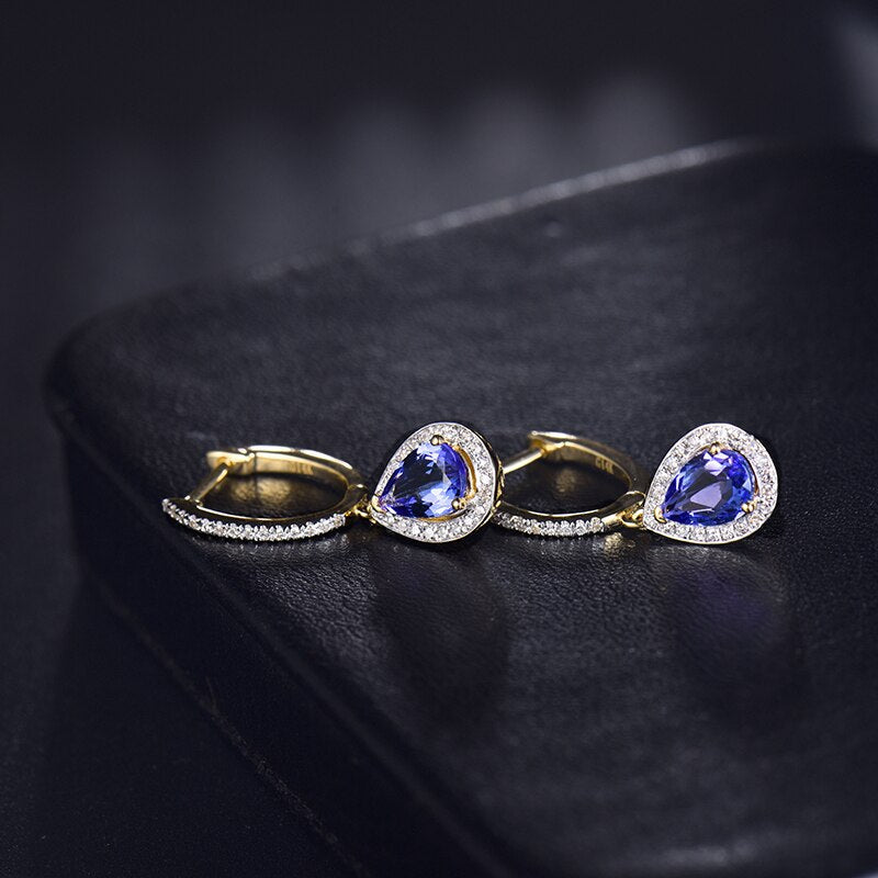 14K White Gold 1.33ct Tanzanite Earrings with Diamonds