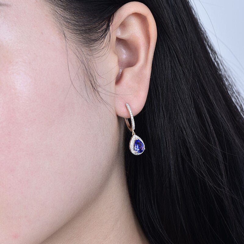 14K White Gold 1.33ct Tanzanite Earrings with Diamonds