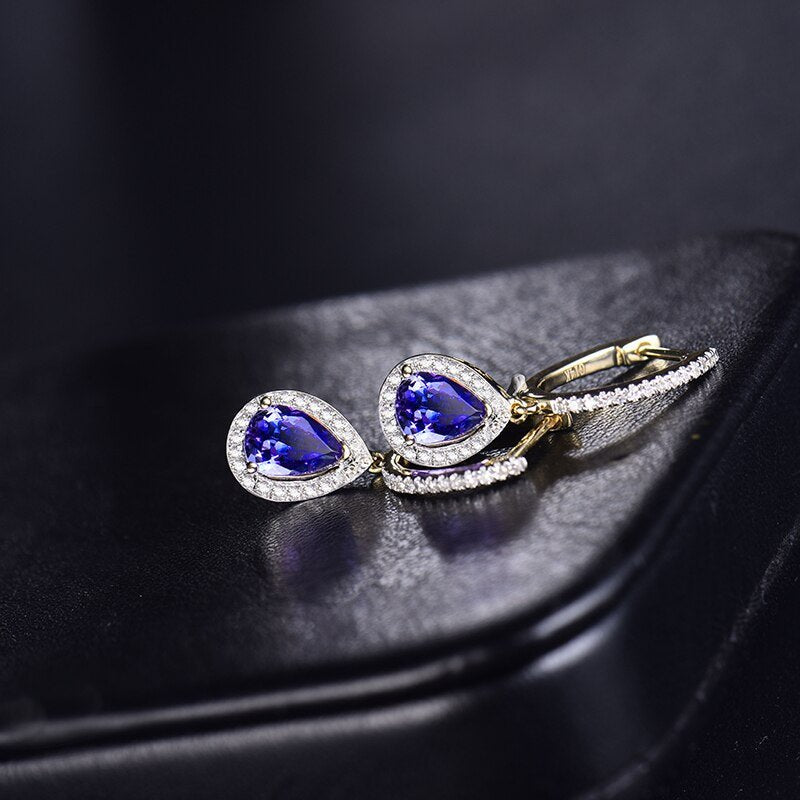 14K White Gold 1.33ct Tanzanite Earrings with Diamonds